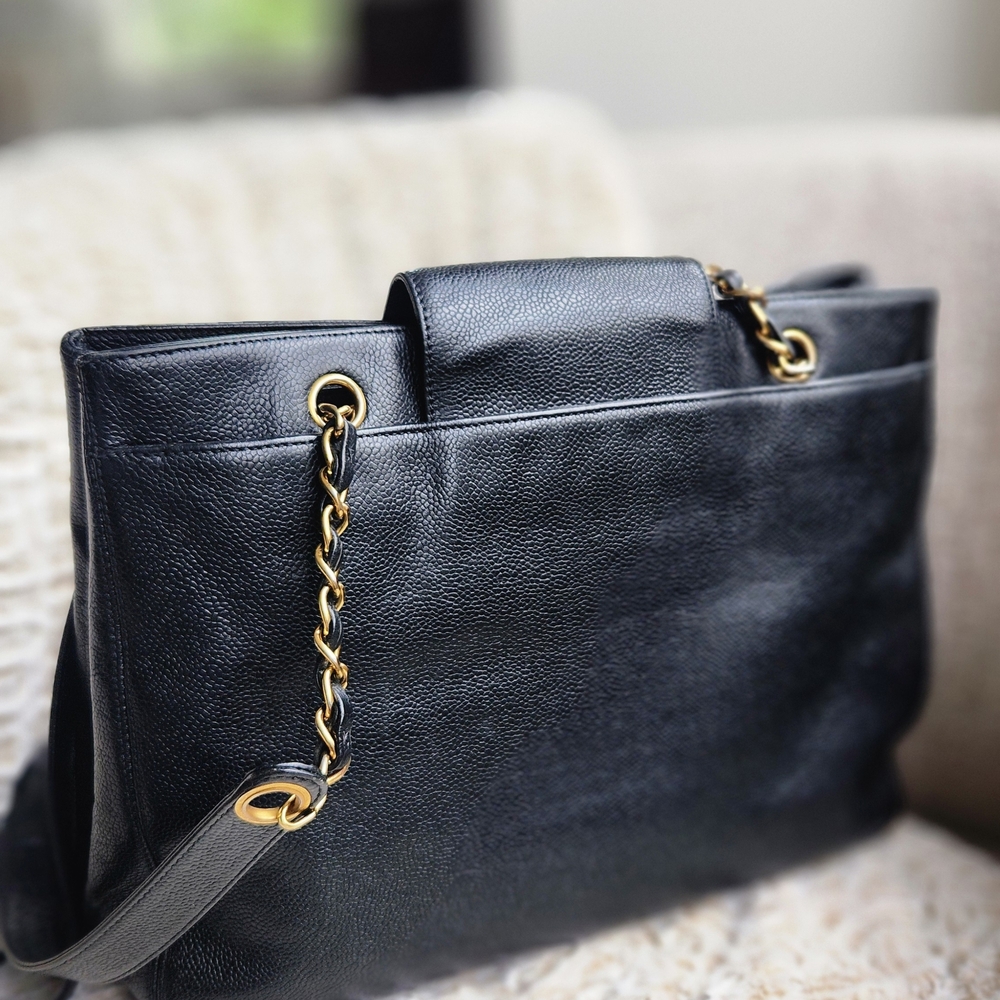 Chanel Supermodel Black Caviar Leather Chain-Handle Shoulder Bag - Picture 3 of 9